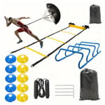  Sokoldalú futball edzőkészlet, bólyák, létra, ernyő, ugrókötél, akadályok