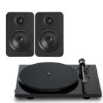 Pro-Ject E1.2 + Kanto YU4 - Mikro hifi Bluetooth, optikai bemenettel és lemezjátszóval, fekete, fekete Mini Hifi