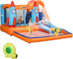 Outsunny Felfújható Gyerekkastély Csúszdával, Ugrálóval és Elektromos Pumpával