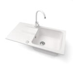 NERO Gránit Mosogató NERO Malta + Magasított Csaptelep Fehér