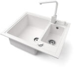 NERO Gránit Mosogató Nero Arriva + Design Csaptelep + Dugókiemelő Fehér