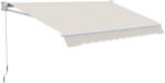 Outsunny Kézi működtetésű alumínium és poliészter napellenző kültérre, 200x295 cm, krémszínű fehér