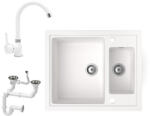 NERO Gránit Mosogató Nero Arriva + Magasított Csaptelep Fehér