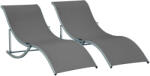 Outsunny Set 2 Șezlonguri Pliabile, Șezlong din Aluminiu și Textilene, 61x165x63 cm