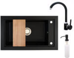 NERO Panama P686-427CM Gránit Mosogató + Csap + Adagoló + Deszka + Szifon Matt Fekete