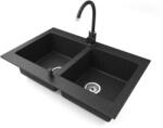 NERO Gránit Mosogatótálca NERO Verso + Magasított Csaptelep + Adagoló (fekete)
