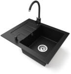 NERO Gránit Mosogatótálca NERO Monza + Magasított Csaptelep + Adagoló Matt Fekete