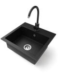 NERO Gránit Mosogató NERO Uno + Magasított Csaptelep Matt Fekete