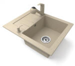 NERO Gránit Mosogatótálca NERO Monza + Kihúzható Zuhanyfejes Shower Csaptelep + Adagoló Bézs