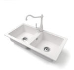 NERO Gránit Mosogató Nero Lybra + Vintage Csaptelep + Szifon Fehér