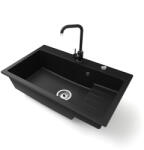 NERO Gránit Mosogatótálca NERO Boss + Steel Csaptelep + Dugókiemelő Matt Fekete