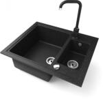 NERO Gránit Mosogató Nero Arriva + Steel Csaptelep + Dugókiemelő Fekete