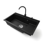 NERO Gránit Mosogatótálca NERO Boss + Magasított Csaptelep + Adagoló Matt Fekete