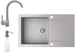 NERO Gránit Mosogató NERO Gold + Magasított Csaptelep + Adagoló Szürke