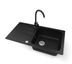 NERO Gránit Mosogató NERO Malta + Magasított Csaptelep Matt Fekete