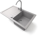 NERO Gránit Mosogató NERO Eris + Magasított Csaptelep + Adagoló + Dugókiemelő Szürke