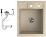 NERO Gránit Mosogató NERO Parma + Szifon Dugókiemelővel Bézs