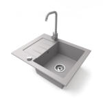 NERO Gránit Mosogatótálca NERO Monza + Steel Csaptelep + Dugókiemelő Szürke