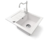 NERO Gránit Mosogatótálca NERO Monza + Vintage Csaptelep + Dugókiemelő Fehér