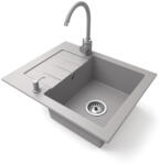 NERO Gránit Mosogatótálca NERO Monza + Magasított Csaptelep + Adagoló Szürke