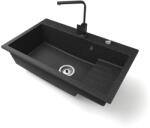 NERO Gránit Mosogatótálca NERO Boss + Design Csaptelep + Dugókiemelő Fekete
