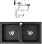 NERO Gránit Mosogató NERO Lybra + Dugóemelő Fekete NLY820436C01