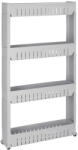 Brius Sistem rafturi de depozitare cu roti pentru bucatarie sau baie cu 4 polite, 102x54x13 cm, gri (HA-1020)