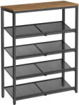 Brius Raft de pantofi, 5 nivele reglabile din plasa, pentru 12-16 perechi, 75x28x93 cm, maro rustic (EZ-LBS038K01) Pantofar
