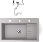 NERO Gránit Mosogató NERO Boss + Szifon Dugókiemelővel Szürke