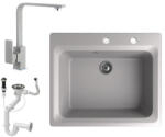 NERO Gránit Mosogató NERO Italia + Design Csaptelep + Dugóemelő Szürke