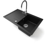 NERO Gránit Mosogató NERO Eris + Flexibilis Csaptelep + Dugókiemelő Matt Fekete