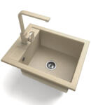 NERO Gránit Mosogató NERO Parma + Design Csaptelep + Adagoló + Szifon Bézs