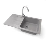 NERO Gránit Mosogató NERO Malta + Magasított Csaptelep + Dugókiemelő Szürke