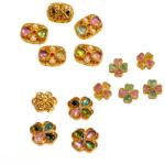  Charm Turmalina Mixta 10-12 x 10-12 x 5-6 mm cupru aurit pentru creatie bijuterii 1 buc