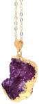 R. M. ékszer Intuíció kvarc geóda medál lila színezett nyaklánccal réz díszítéssel 3-4cm (022399)
