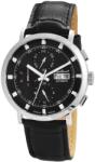 Engelhardt Ceas barbati, Engelhardt, automatic, functii data, carcasa argintie, curea piele neagra (388221029007) Ceas