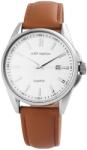 Just Watch Ceas barbatesc, Just Watch, argintiu, cadran alb, curea piele naturala maro deschis (JW10309SL-BR) Ceas