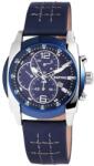 RAPTOR Ceas barbatesc, Raptor, data, aparenta chrono, carcasa bicolora, curea piele insertie albastru (297923000093) Ceas
