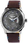 RAPTOR Ceas barbatesc, Raptor, carcasa argintie, cadran negru, data, curea piele maro, 53mm (RA20023-003) Ceas