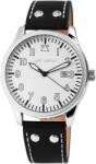 Just Watch Ceas barbatesc, Just Watch, aratatoare si cifre fosforescente, functie data, cadran alb, curea piele neagra (JW20001-002) Ceas