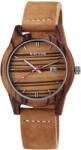 RAPTOR Ceas barbatesc, Raptor, carcasa lemn zebra, curea piele, maro deschis (RA20015-003) Ceas