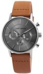 Just Watch Ceas barbatesc, Just Watch, argintiu, calendograf, curea piele maro (JW10605-GR) Ceas