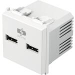 TEM Priză USB dublă TEM max. 1000 mAh, 2 module, alb (TEM-EM65PW-U)