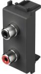 TEM Priză audio stereo TEM 2xRCA, negru (TEM-KM22SB-B)