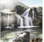Pure Living Tablou sticlă Pure Living Black & White Waterfall 80x80 cm (GLA1211ZE)