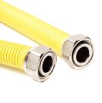  Inox gáz bekötőcső, kihúzható, sárga védőbevonattal, 3/4" BB, 75-150 cm