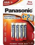 Panasonic PRO POWER tartós elem AAA, alkáli, 6db/csomag (LR03PPG/6BP_4+2F) (LR03PPG/6BP_4+2F)