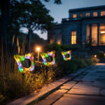  Leszúrható szolár pillangó - sárga - 13 x 6, 5 x 35 cm - melegfehér + színes LED (11749B) - tipparuhaz