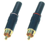 RCA 11MF RCA dugó pár, fém, aranyozott, törésgátló, fehér és piros (RCA_11MF)