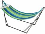Art Pamut függőágy acél tartóval, zsákkal, kék és zöld, csíkos, 188x62 cm